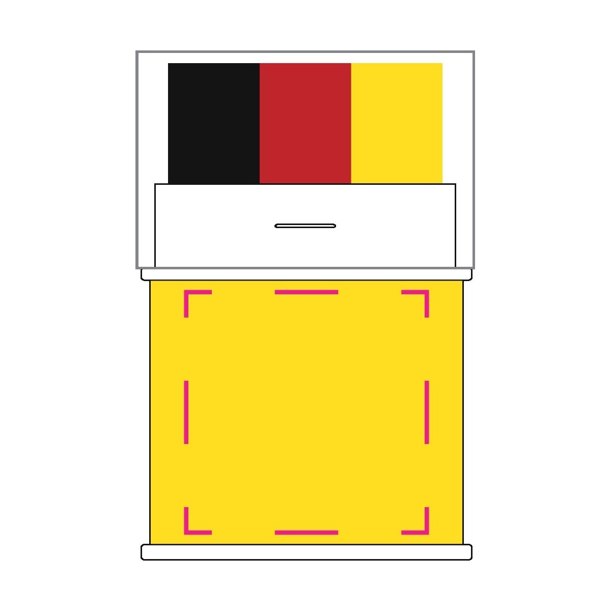 op deksel (1,5x1 cm)