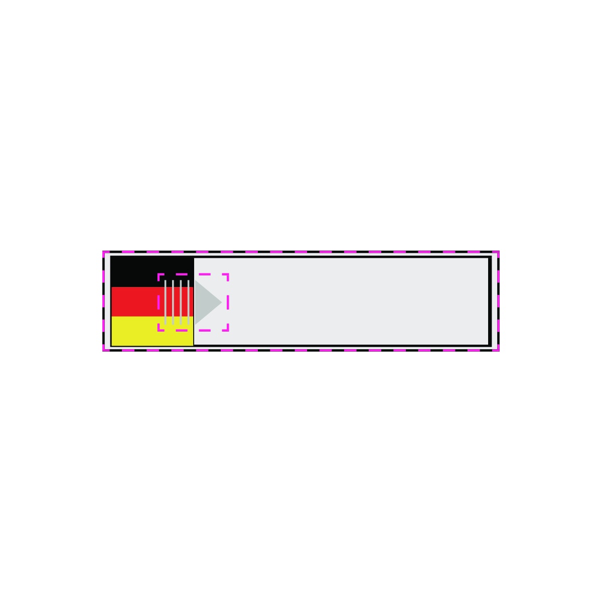 in het midden van het deksel (6,7x1,7 cm)