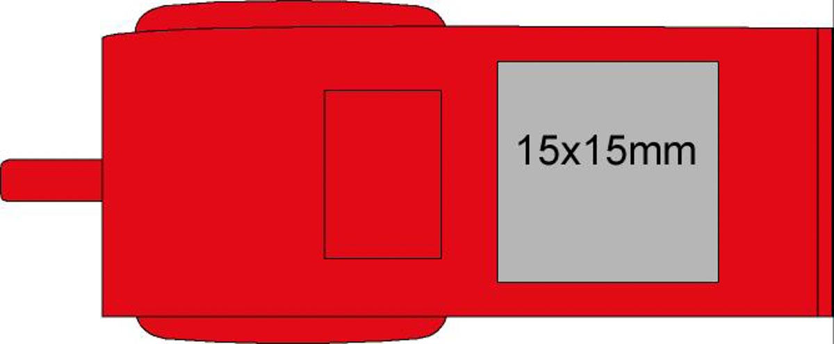 op mondstuk (1,5x1,5 cm)