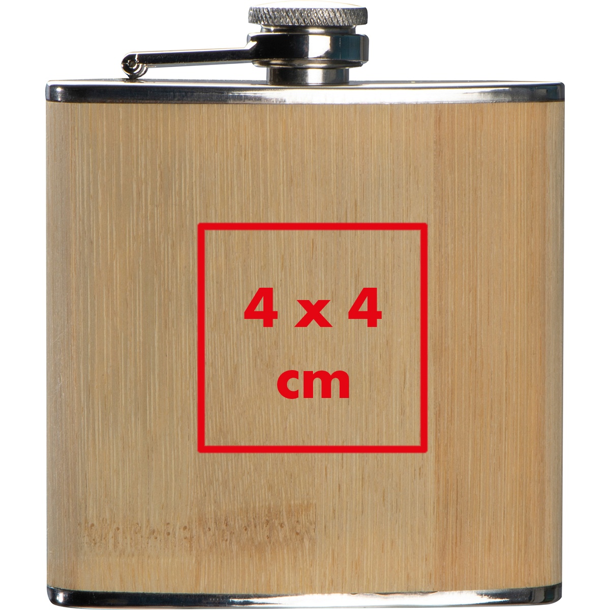 Op de voorkant (4 x 4 cm)