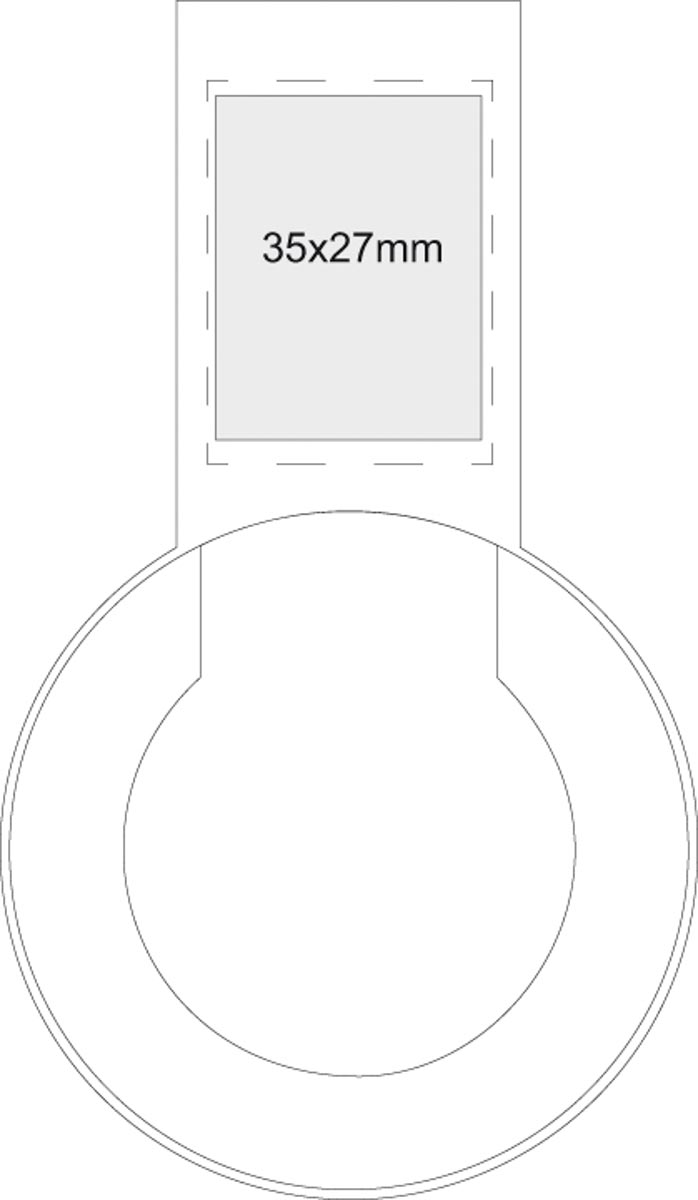 in het reclameveld bovenaan (3,5x2,7 cm)