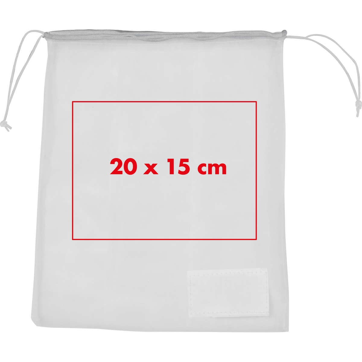 Op de zak/tas (20 x 15 cm)