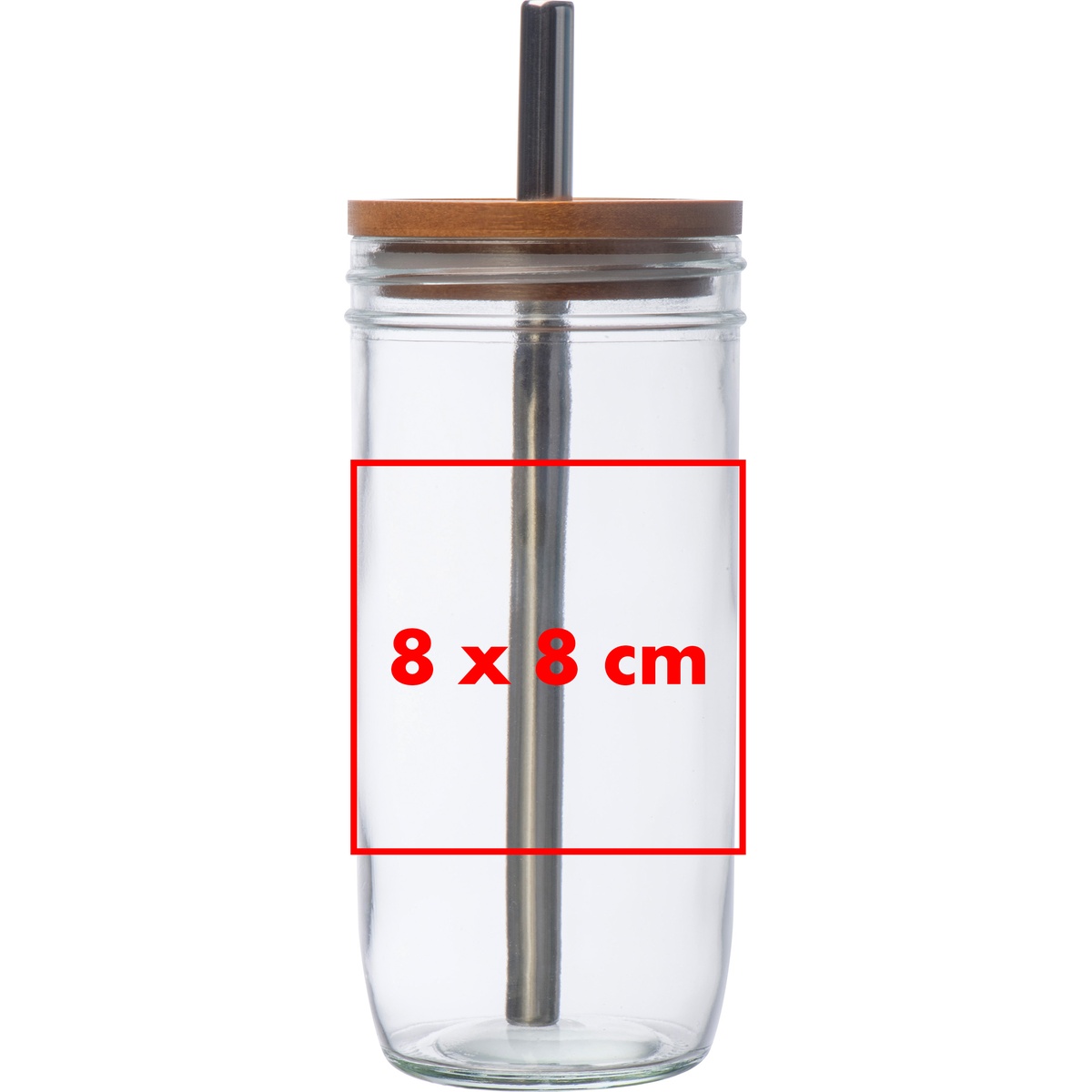 Op het glazen oppervlak (8 x 8 cm)