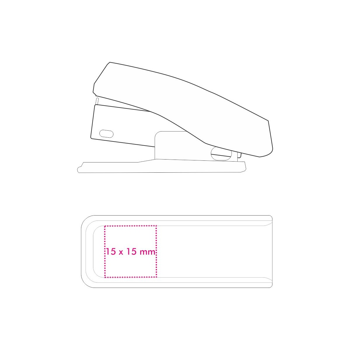 bovenkant (1,5 x 1,3 cm)