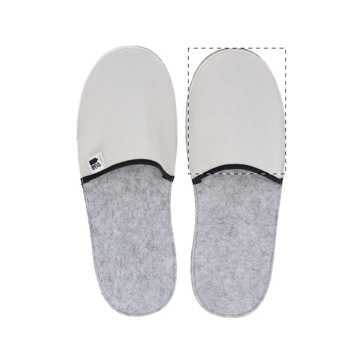 Bovenzijde rechter slipper (16 x 13,5 cm)