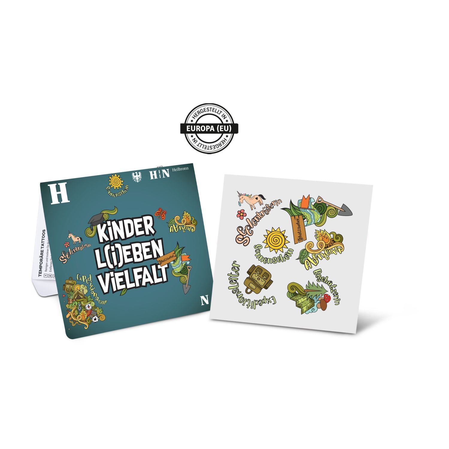 op het product (9,4 x 9,4 cm)