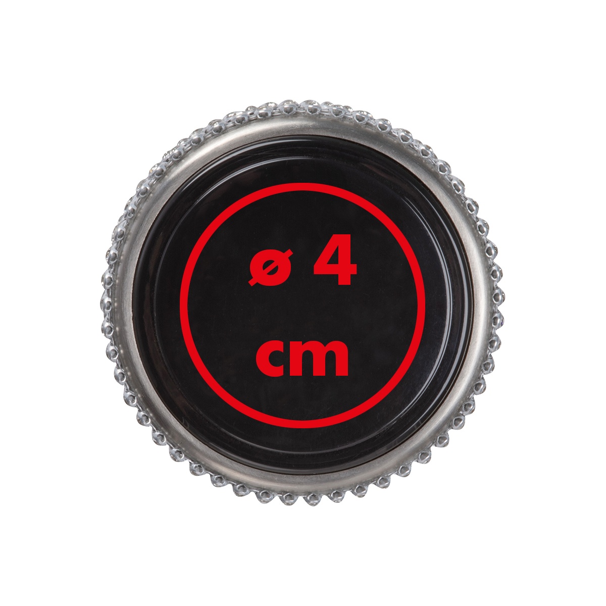 Op de deksel (⌀ 4 cm)