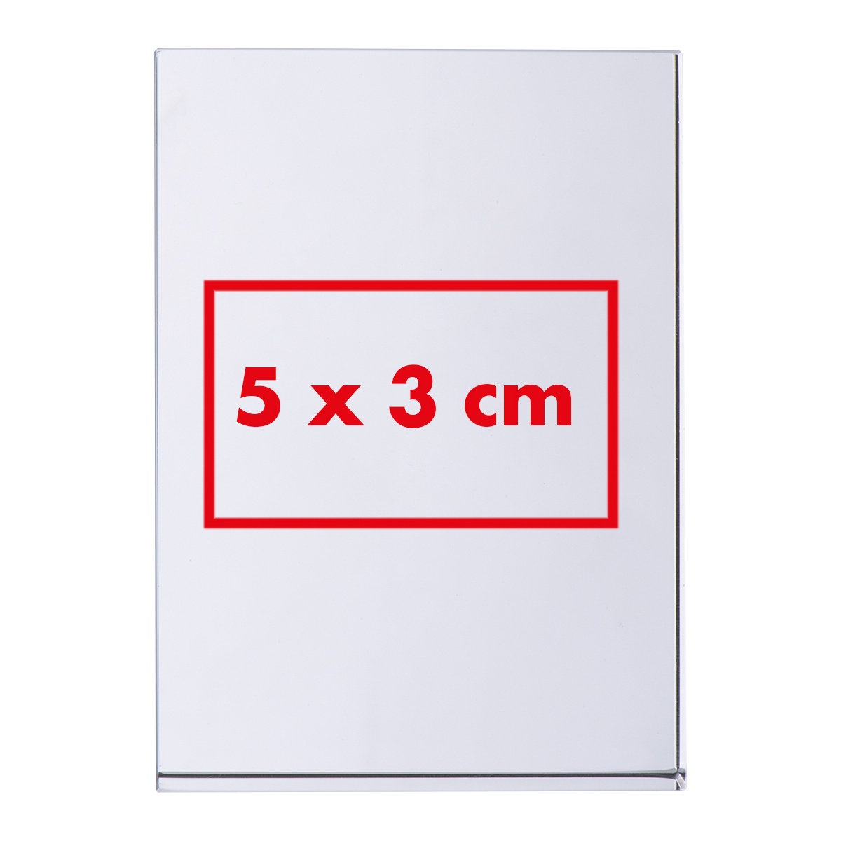 Op het glazen oppervlak (5 x 3 cm)