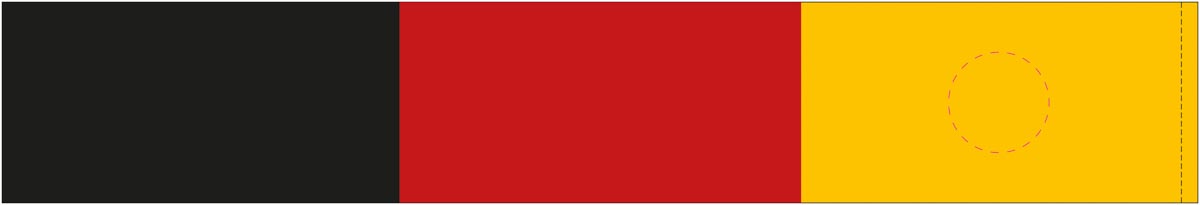 Geel segment in het midden (Ø 5 cm)