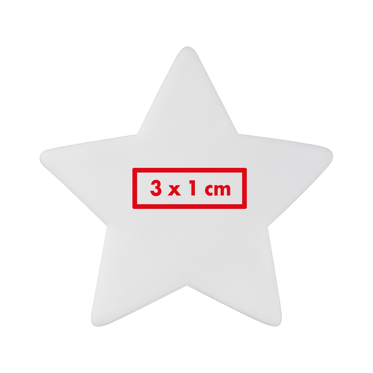 Op de voorkant (3 x 1 cm)