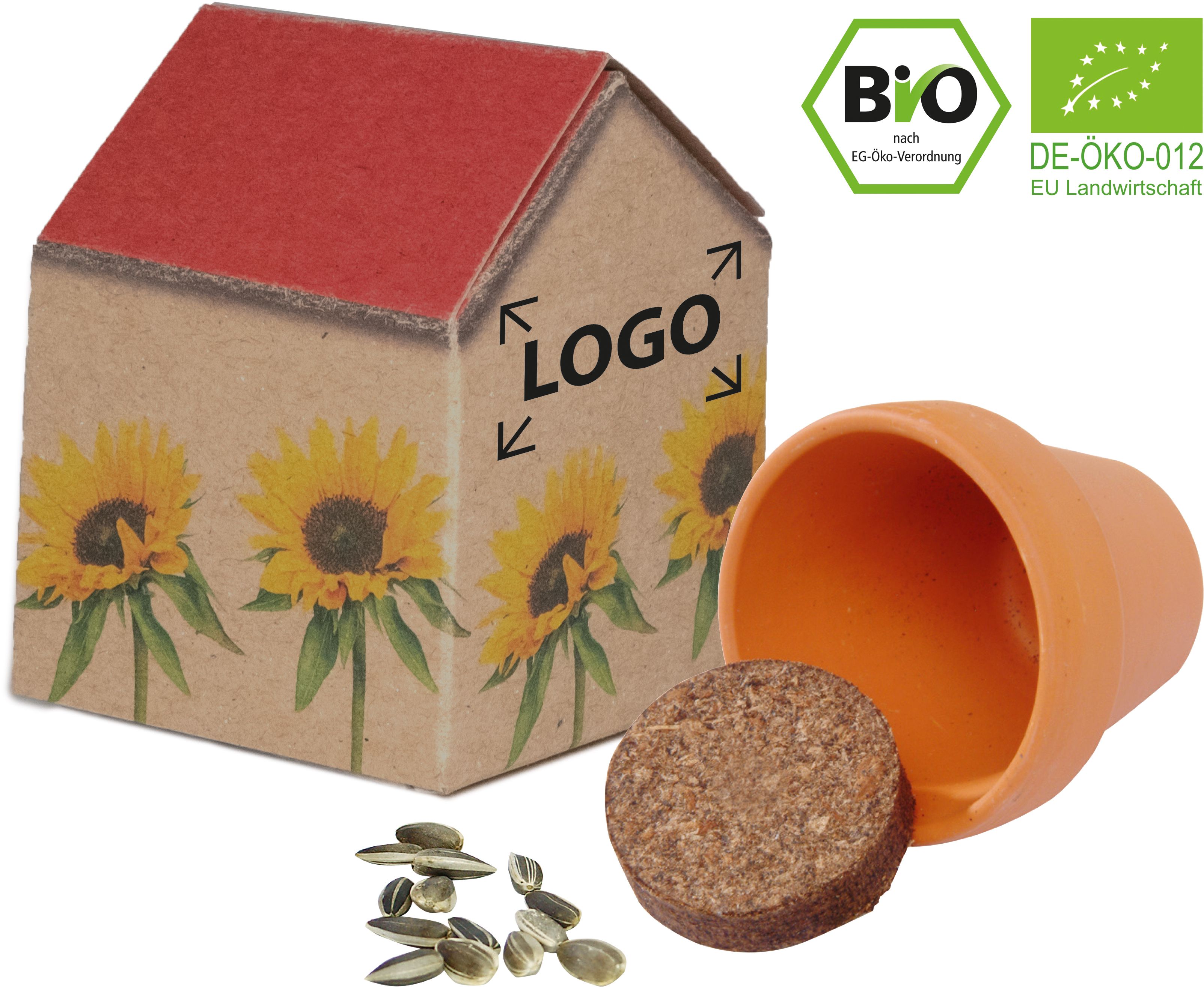 op het kleine huisje (5,0 x 5,0 x 6,0 cm)