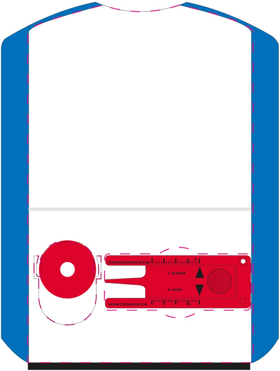 Volledig oppervlak op achterkant (9,3x15 cm)