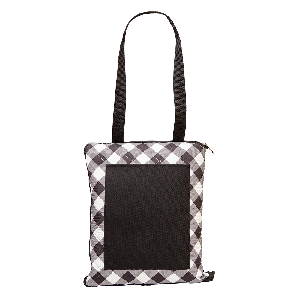 op de schoudertas (5 x 3 cm)