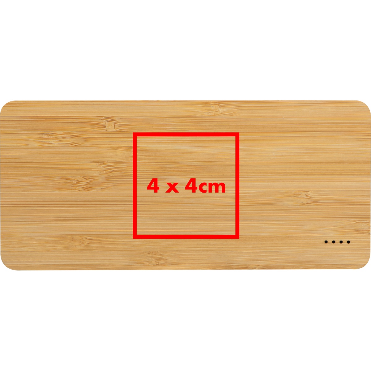 Op de powerbank (4 x 4 cm)