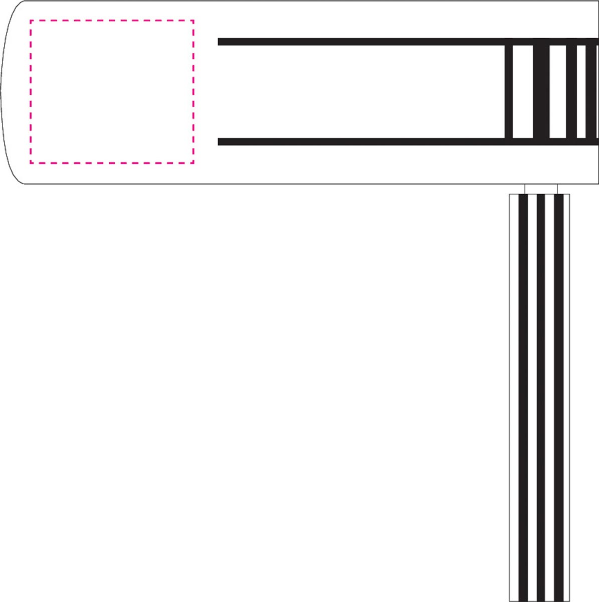 voorkant op ratelgedeelte (4x3,5 cm)