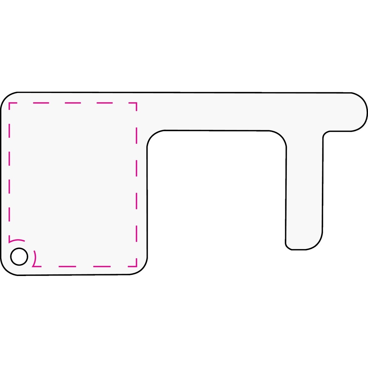 in het midden van het rechter oppervlak (4x3 cm)