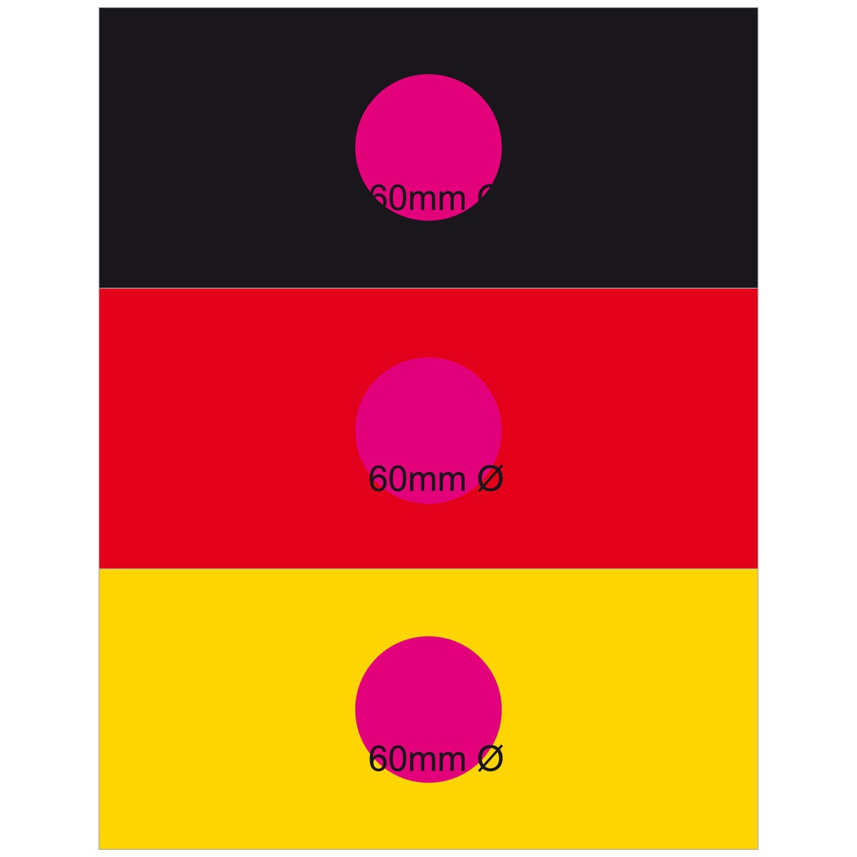auf schwarzes Segment mittig (Ø 60 mm)