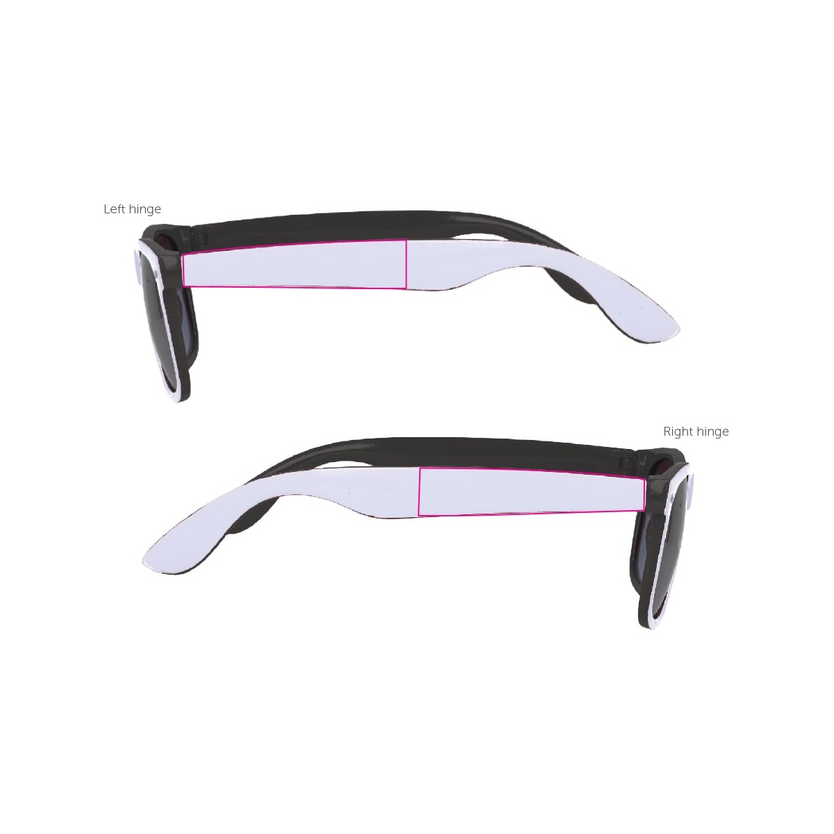 1 cm van het linker en rechter scharnier (13 x 61 mm)