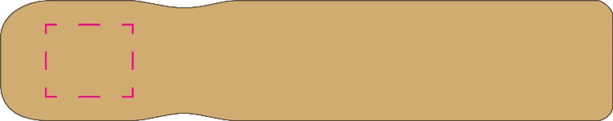 op handvat vooraan (1,8x1,5 cm)