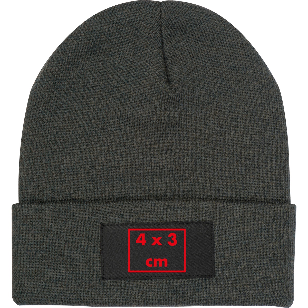 In het midden van het voorhoofd (4 x 3 cm)