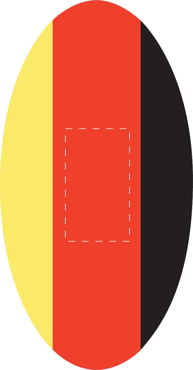 In het rode segment (4x7 cm)