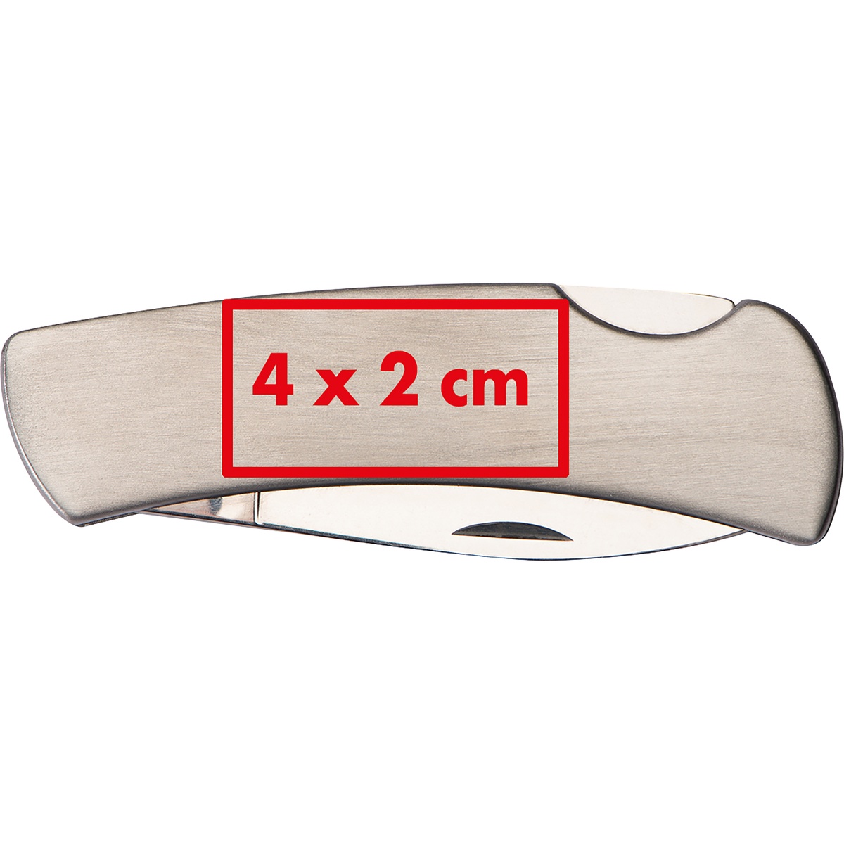 Op het metalen oppervlak (4 x 2 cm)