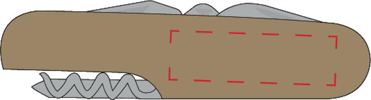 Kurkentrekker rechts gecentreerd (4x1,2 cm)