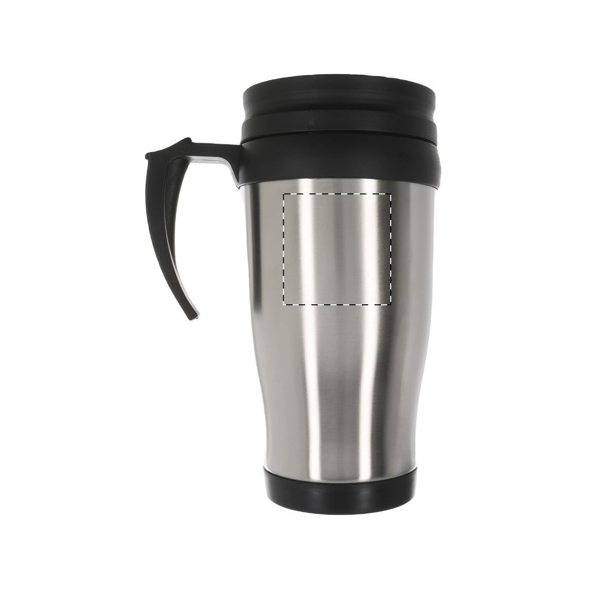 Tegenover het handvat (3 x 4 cm)