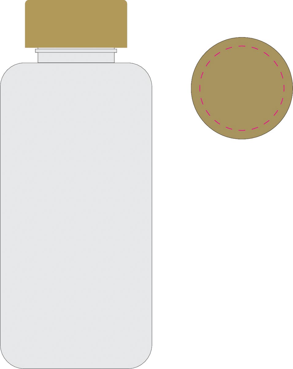 in het midden van het deksel (Ø 5 cm)