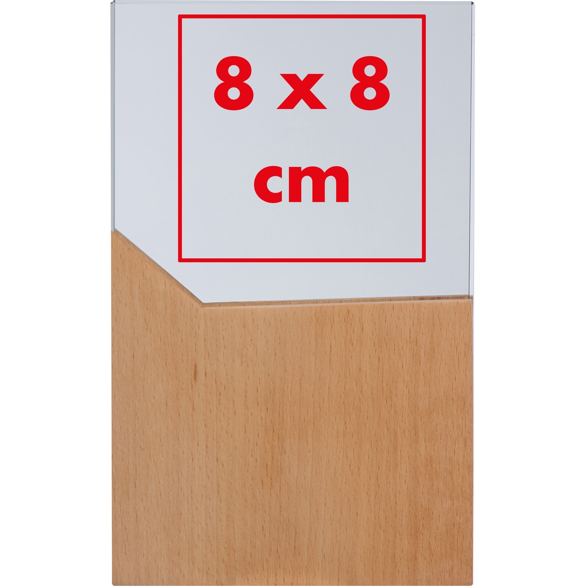 Op de glazen trofee (8 x 8 cm)