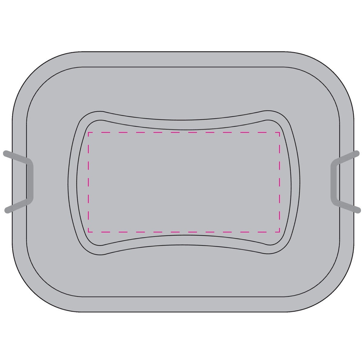 in het midden van het deksel (9,4x4,9 cm)