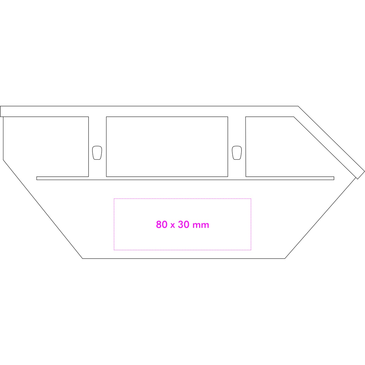Zijde linksonder (8 x 3 cm)